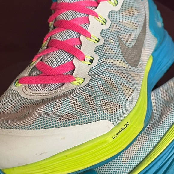 Nike Lunarglide 6 GS SZ 7Y White Pink Blue 654156 100 - Picture 13 of 13